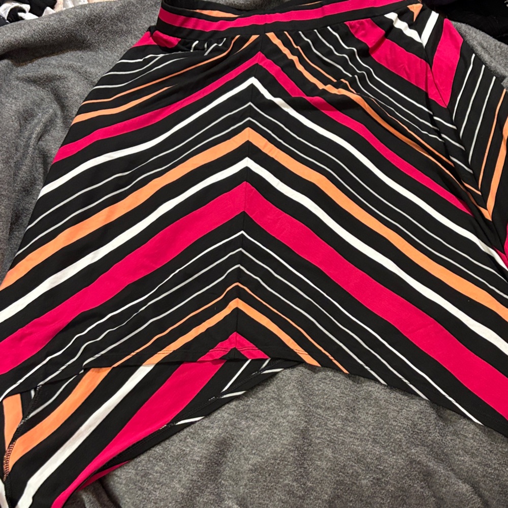 Faded Glory Women's Maxi Skirt - Black, Red, Orange, White Stripes